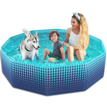 Jasonwell Foldable Dog Kiddie Pool - Hard Plastic Kids Paddling Pool Toddler Baby Swimming Pool for Backyard Collapsible Whelping Box Pet Doggie Cats Wading Pool Bathtub Puppy Large Dogs 71In